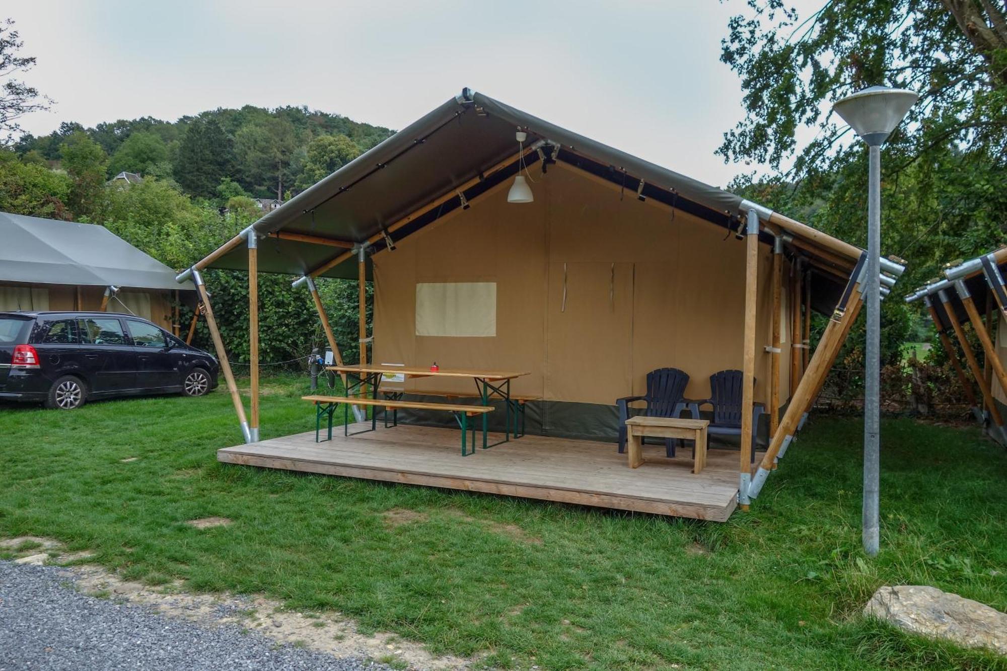 Safari tent at Camping Village Sy Ferrières Exteriör bild